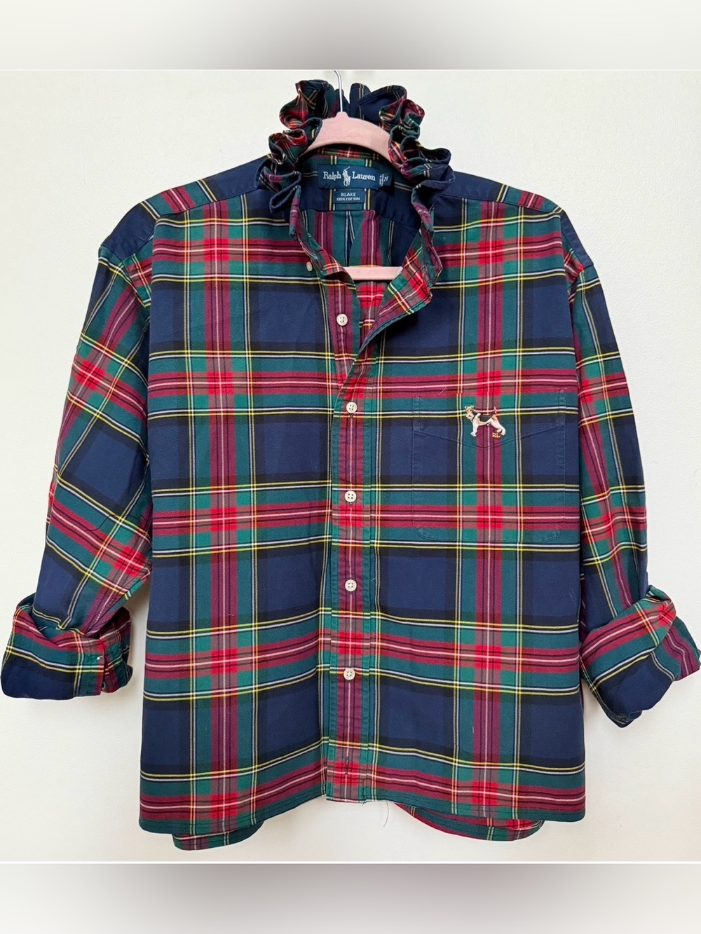 Ralph Lauren Navy, Red & Green Plaid Button-Down Shirt